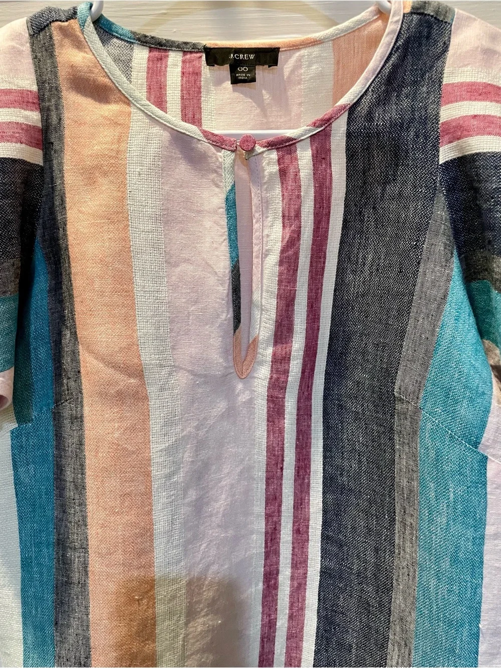 J. Crew 100% Linen Top With Flutter Sleeves, Size 00